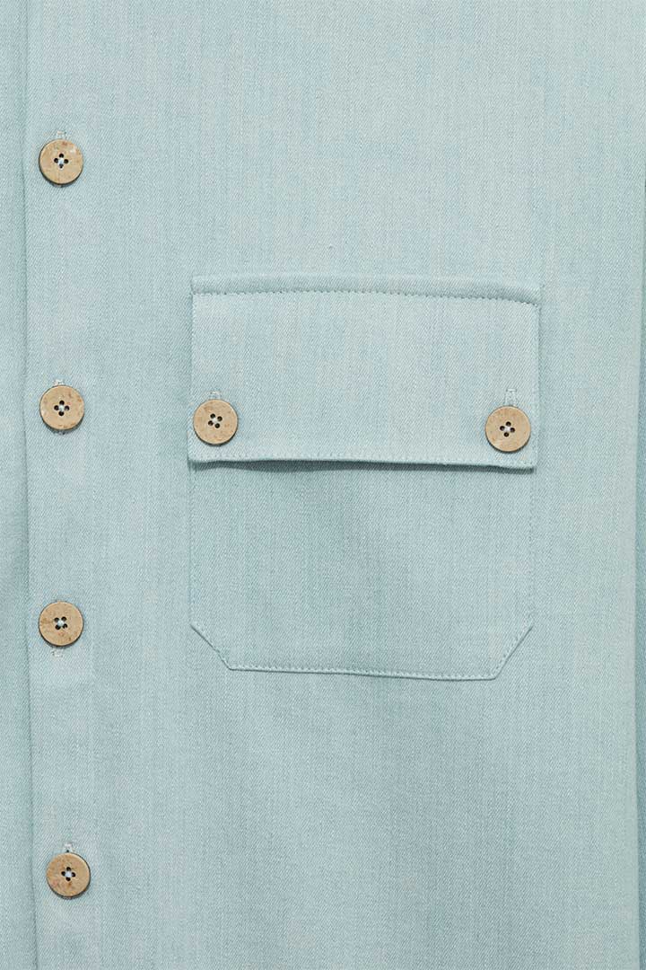 Overshirt light jean and wood buttons