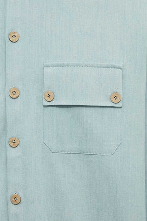 Overshirt light jean and wood buttons