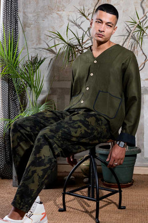 Pantalon baover camouflage en coton