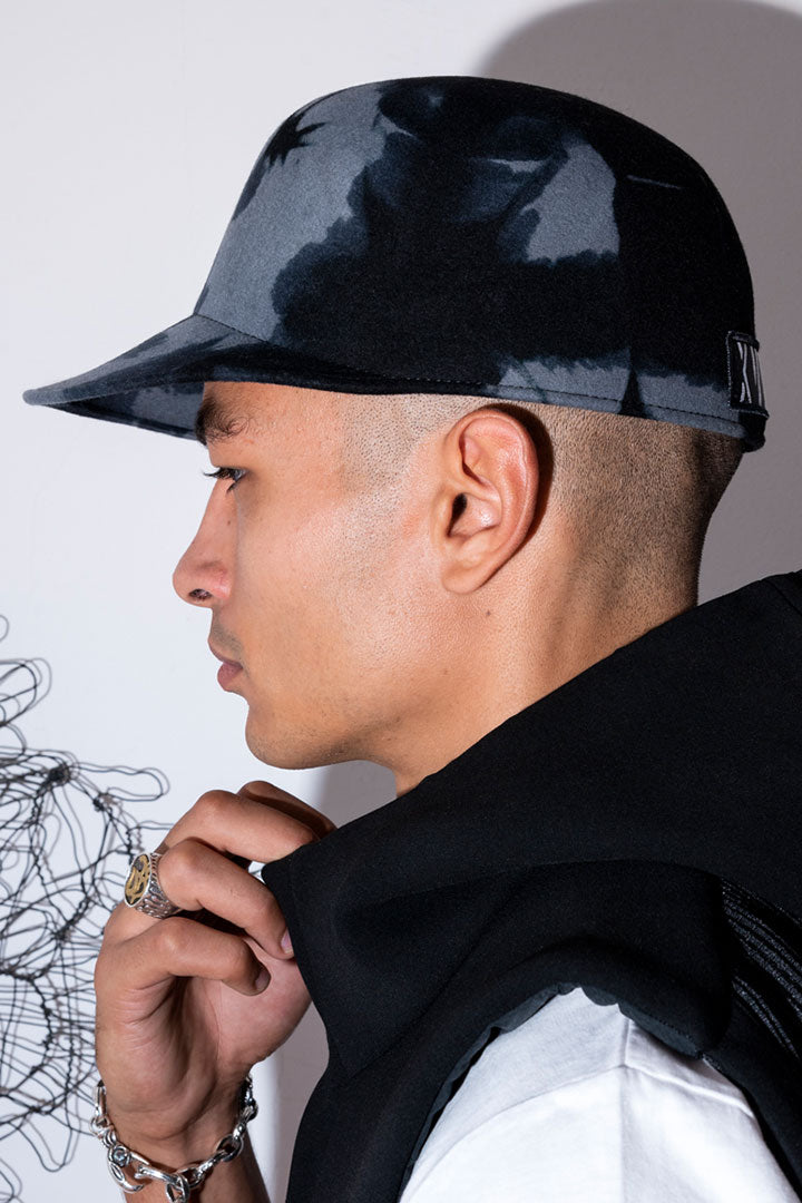 Isakin Tie and dye black and grey - wool felt baseball cap – Isakin Paris